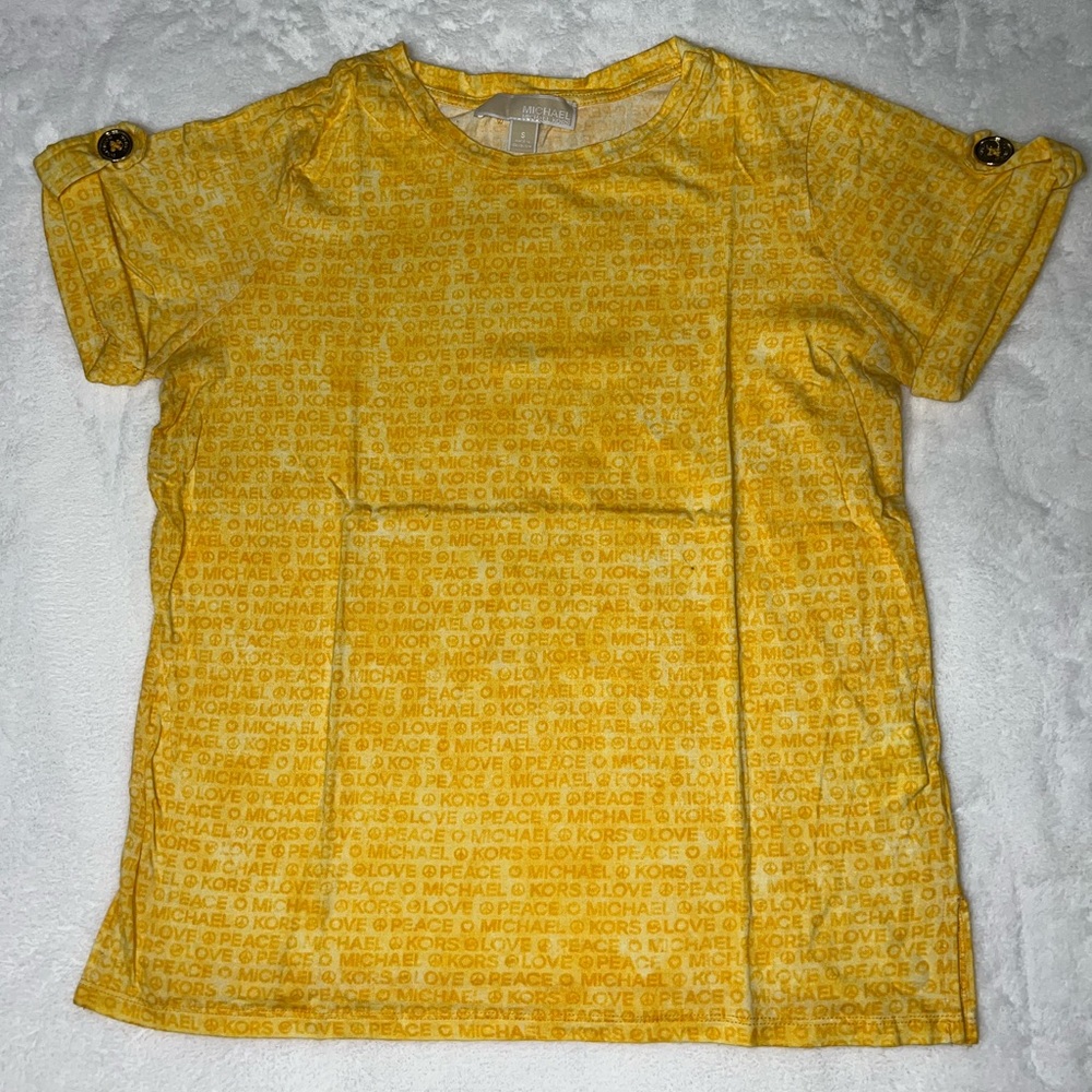 Michael Kors women's short-sleeved T-shirt, size S, yellow.